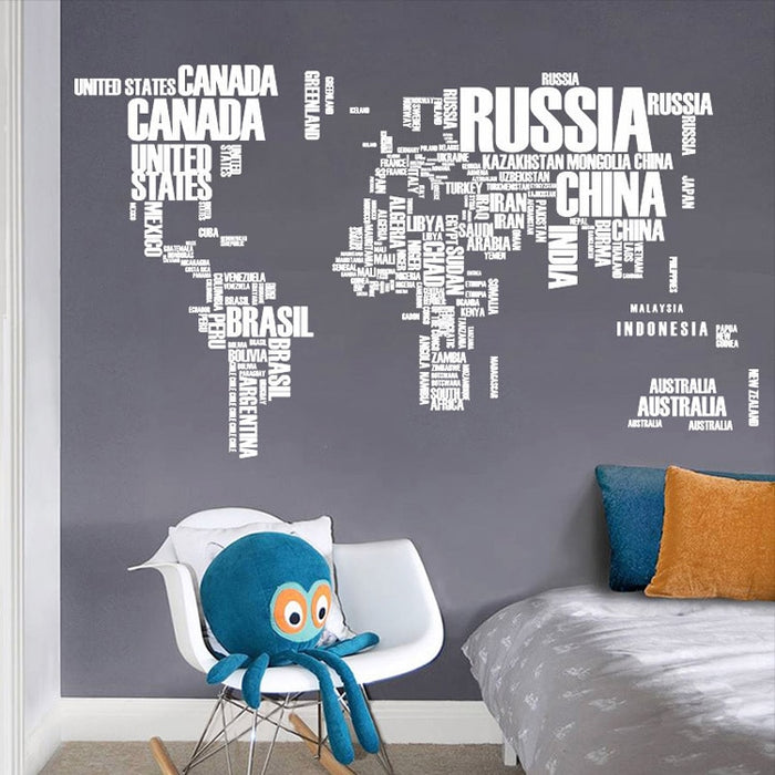 3D Colored/Black/White World Map Wall Stickers