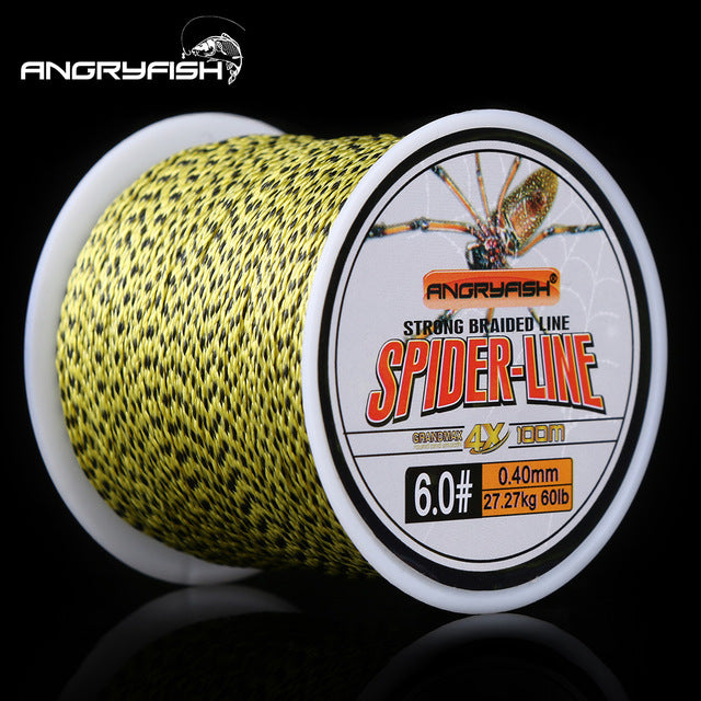 Angryfish 4 Strands 100m PE Braided Fishing Line Camouflag Yellow Brown and Green  Strong endurance 10-60LB