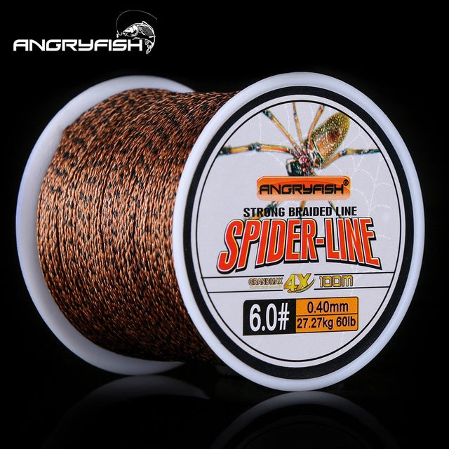 Angryfish 4 Strands 100m PE Braided Fishing Line Camouflag Yellow Brown and Green  Strong endurance 10-60LB