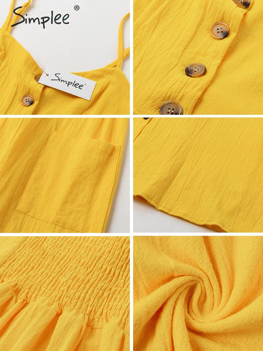 Yellow cotton midi dress