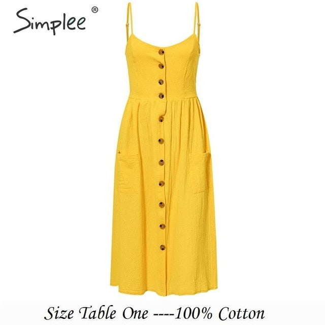 Yellow cotton midi dress