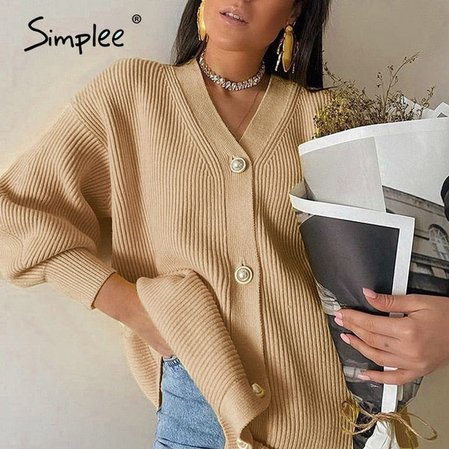 Simplee Casual v-neck knitted cardigan