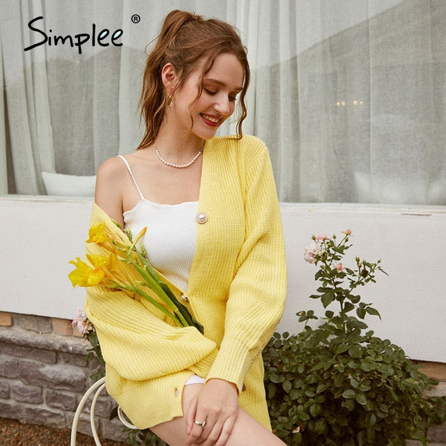 Simplee Casual v-neck knitted cardigan