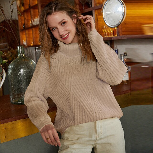 Simplee Casual turtleneck knitted sweater
