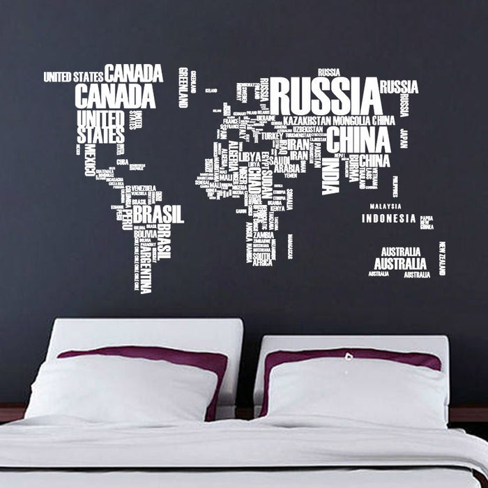 3D Colored/Black/White World Map Wall Stickers